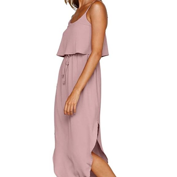 NEVER WORN Women's Adjustable Strappy Split Casual Midi Dress - Picture 2 of 3